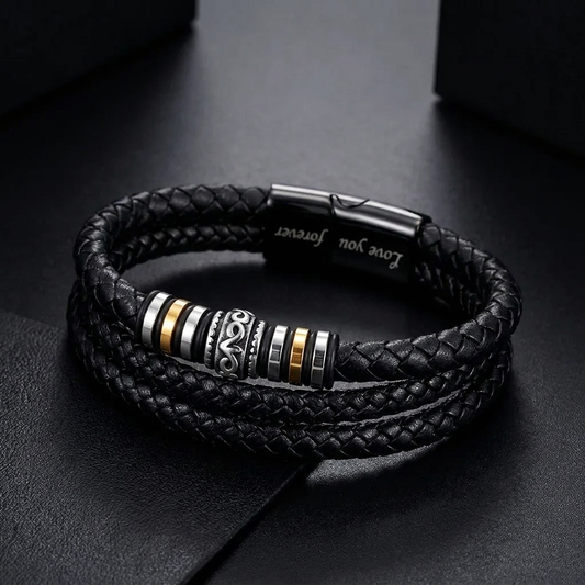 À Mon Fils — Bracelet Cuir Triple