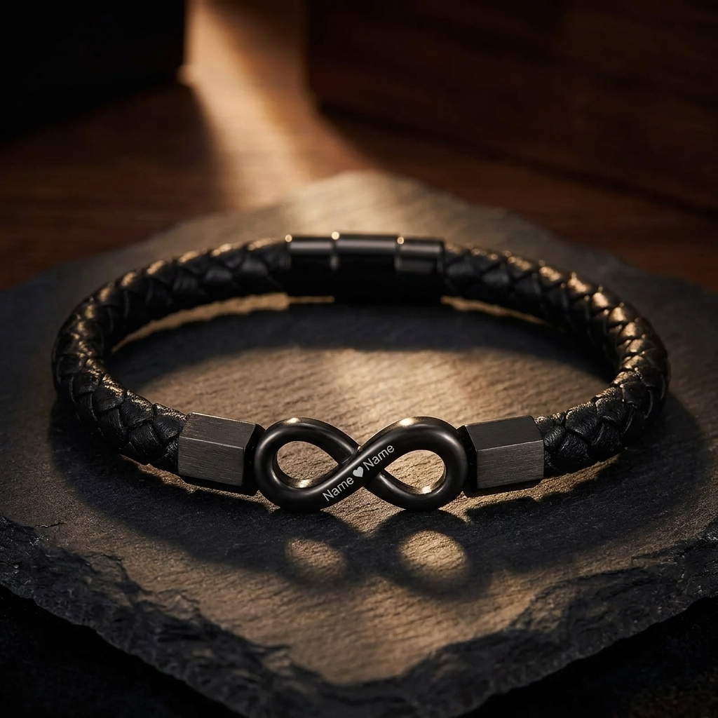 À Mon Homme — Bracelet Cuir Infini Personnalisé