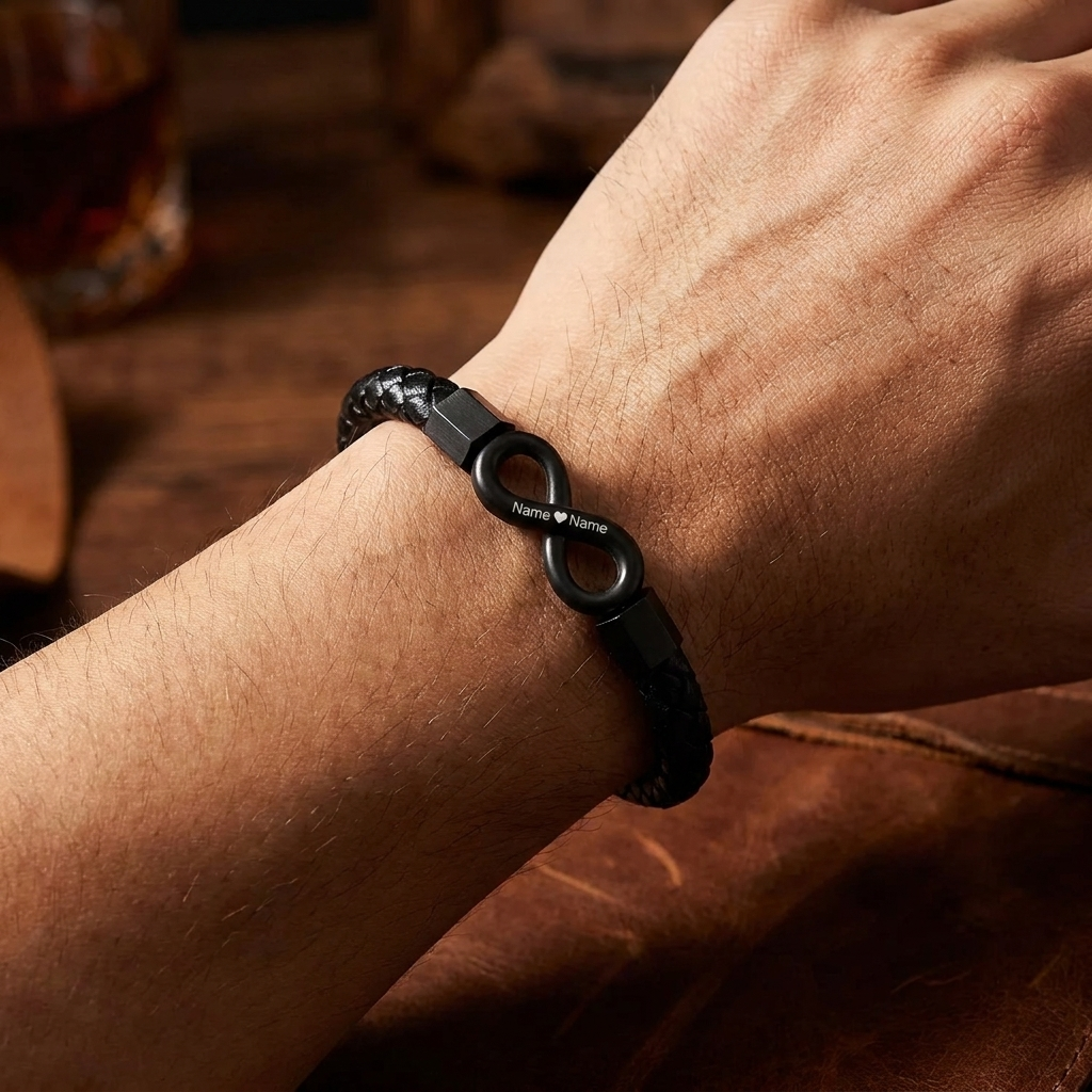 À Mon Homme — Bracelet Cuir Infini Personnalisé
