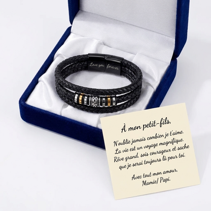 À Mon Fils — Bracelet Cuir Triple