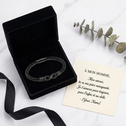 À Mon Homme — Bracelet Cuir Infini Personnalisé