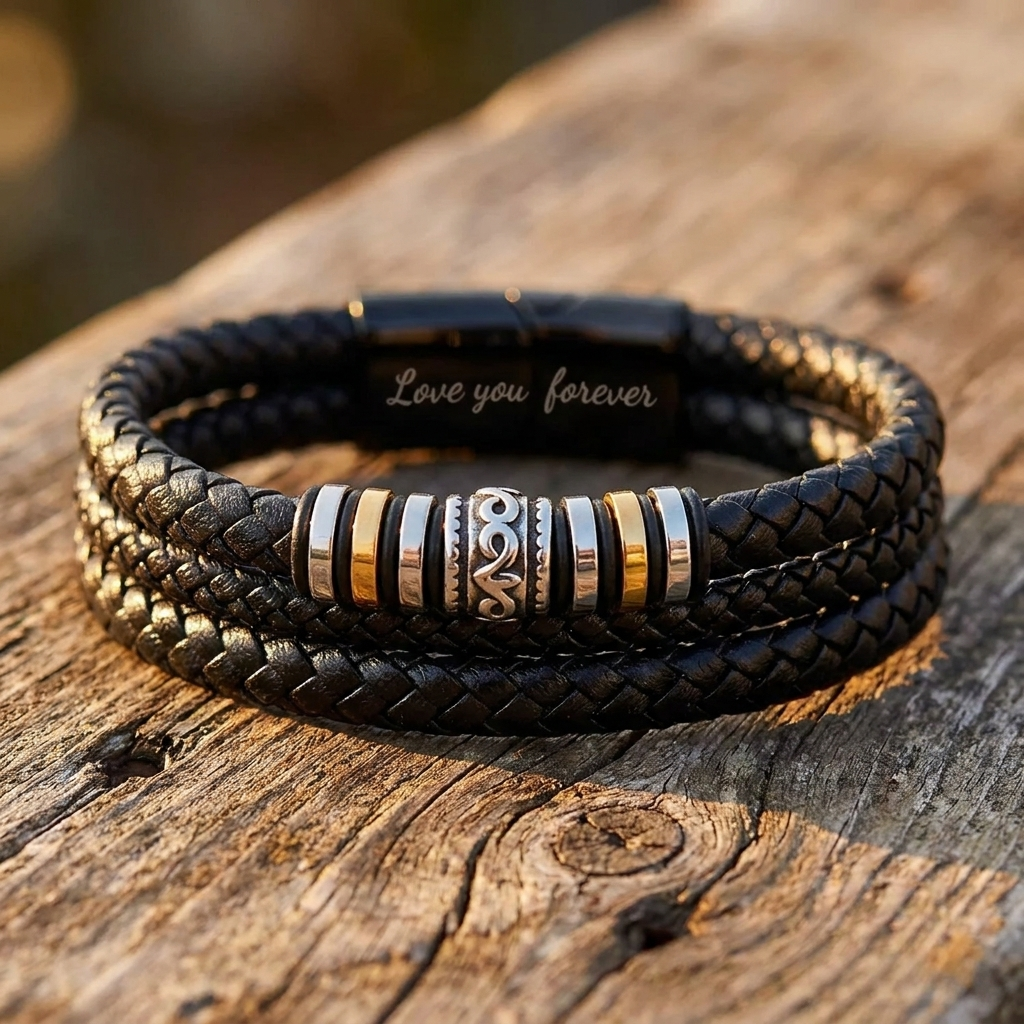 À Mon Fils — Bracelet Cuir Triple