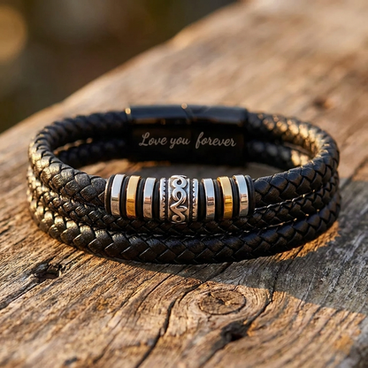 À Mon Fils — Bracelet Cuir Triple