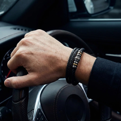 À Mon Fils — Bracelet Cuir Triple