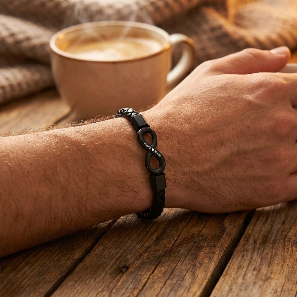 À Mon Homme — Bracelet Cuir Infini Personnalisé