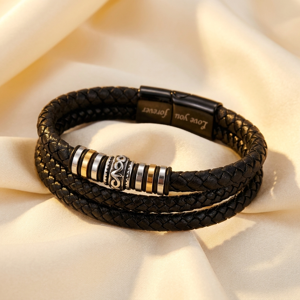 Bracelet cuir triple — nouvelle image
