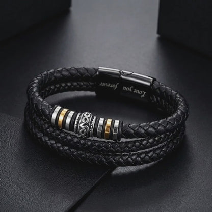 À Mon Fils — Bracelet Cuir Triple
